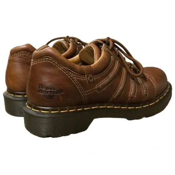 Dr. Martens Leather Chunky Oxford Low Top Shoes Women 7 Brown Vintage 12037 - Picture 4 of 16